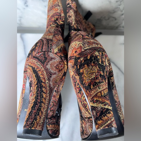 Spiegel Paisley Brocade Steampunk Gypsy Lace-Up Boots in Multicolor - Picture 6 of 6